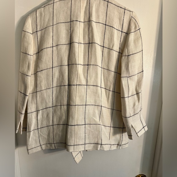 Ralph Lauren Cream Checkered Pea Coat - Picture 2 of 5